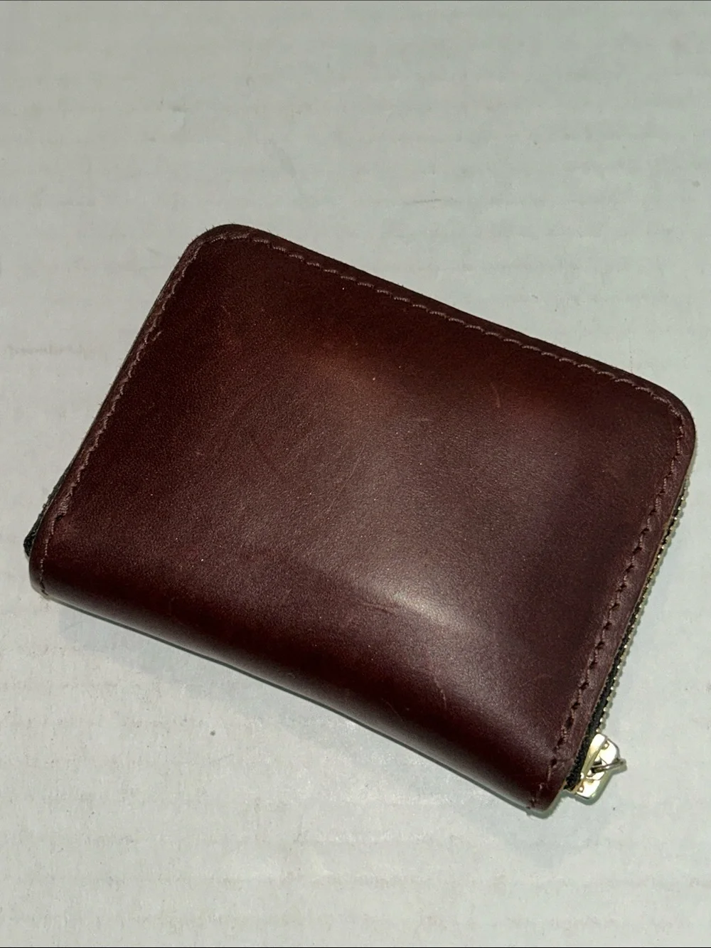 Portland Leather Goods small brown zip around accordion wallet